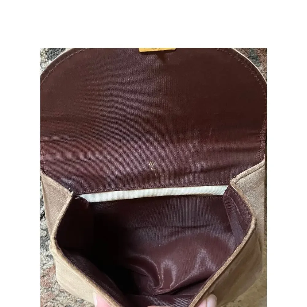 Vintage 1960s HL Harry Levine Small Brown Velvet Handbag Clutch